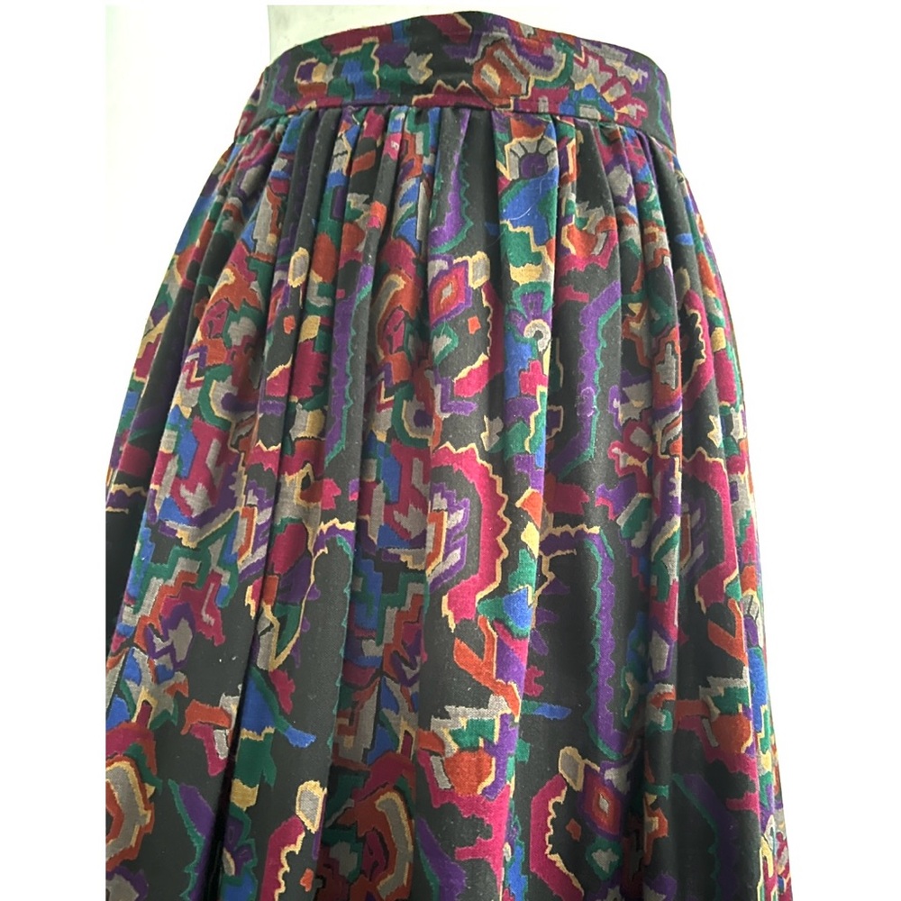 Vintage 90s Abstract Art Maxi Skirt – Custom Made, Multicoloured-gathered A-line - Picture 4 of 16